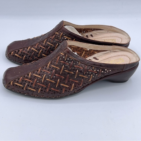 Pikolinos Brown & Carmel‎ Woven Leather Uppers, Mules, 7 New Without Box - Picture 9 of 13
